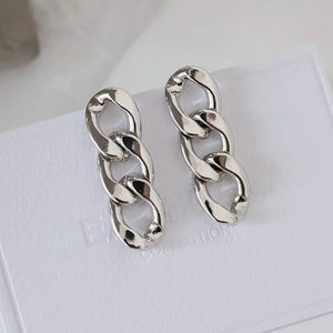 New Trendy Silver Chain Link Earrings for Women. NWT
